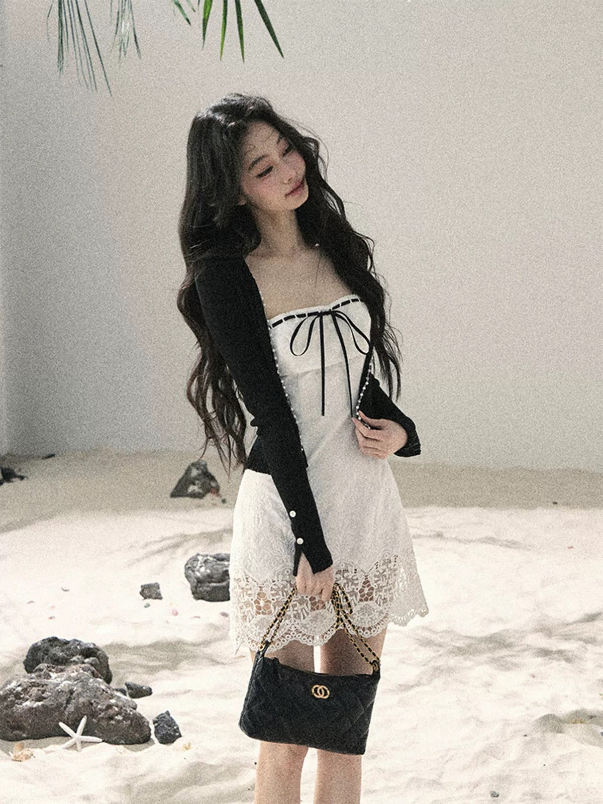 AOMALM's "Moonlight Woven Dream" Off-Shoulder French Lace Dress for Women, Summer Bodycon Skirt/Mini Skirt