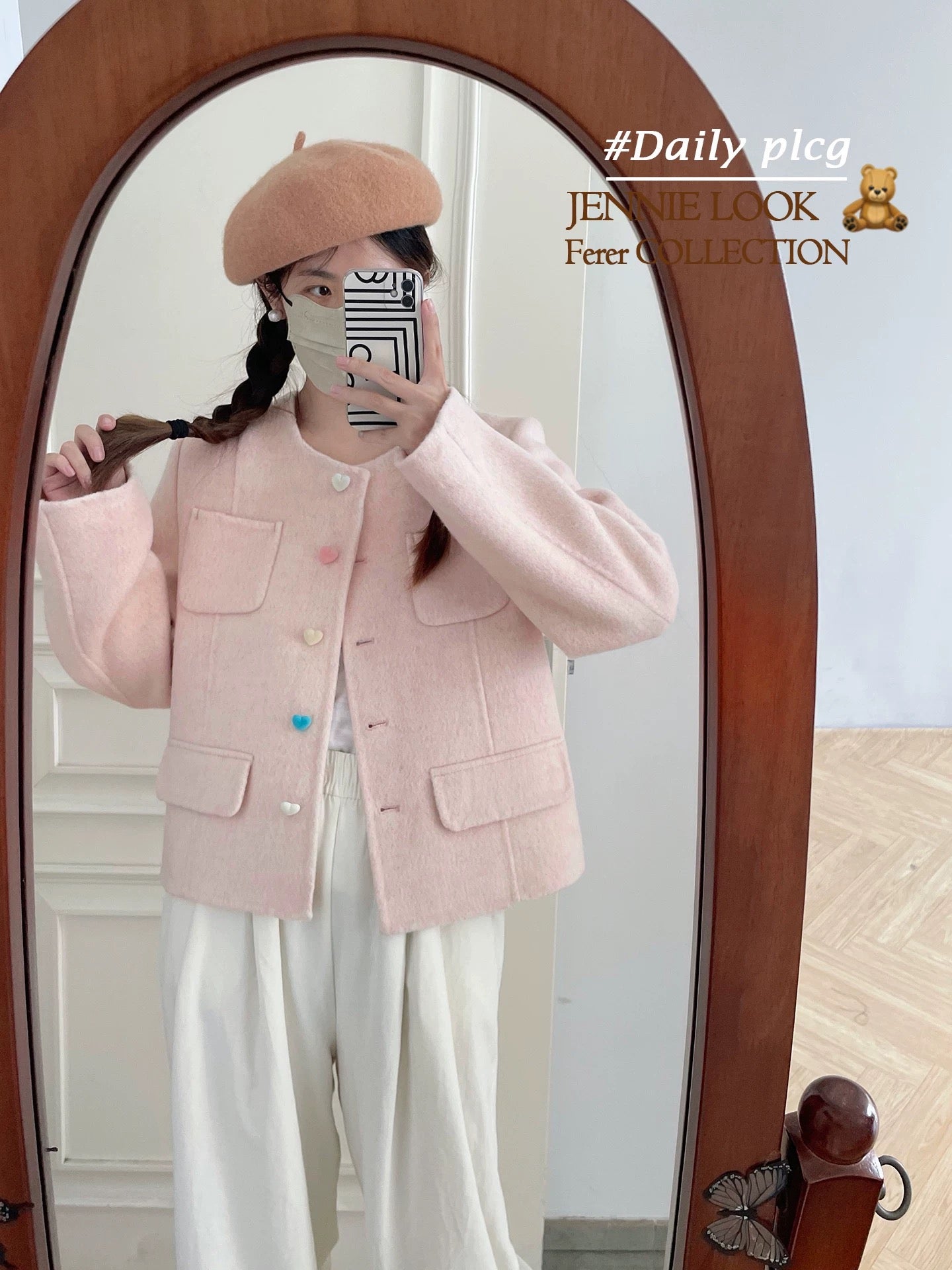 Candy Jar Autumn and Winter Korean Temperament Small Xiangfeng Love Color Button Double-sided Woolen Plush Coat Jacket Female P254