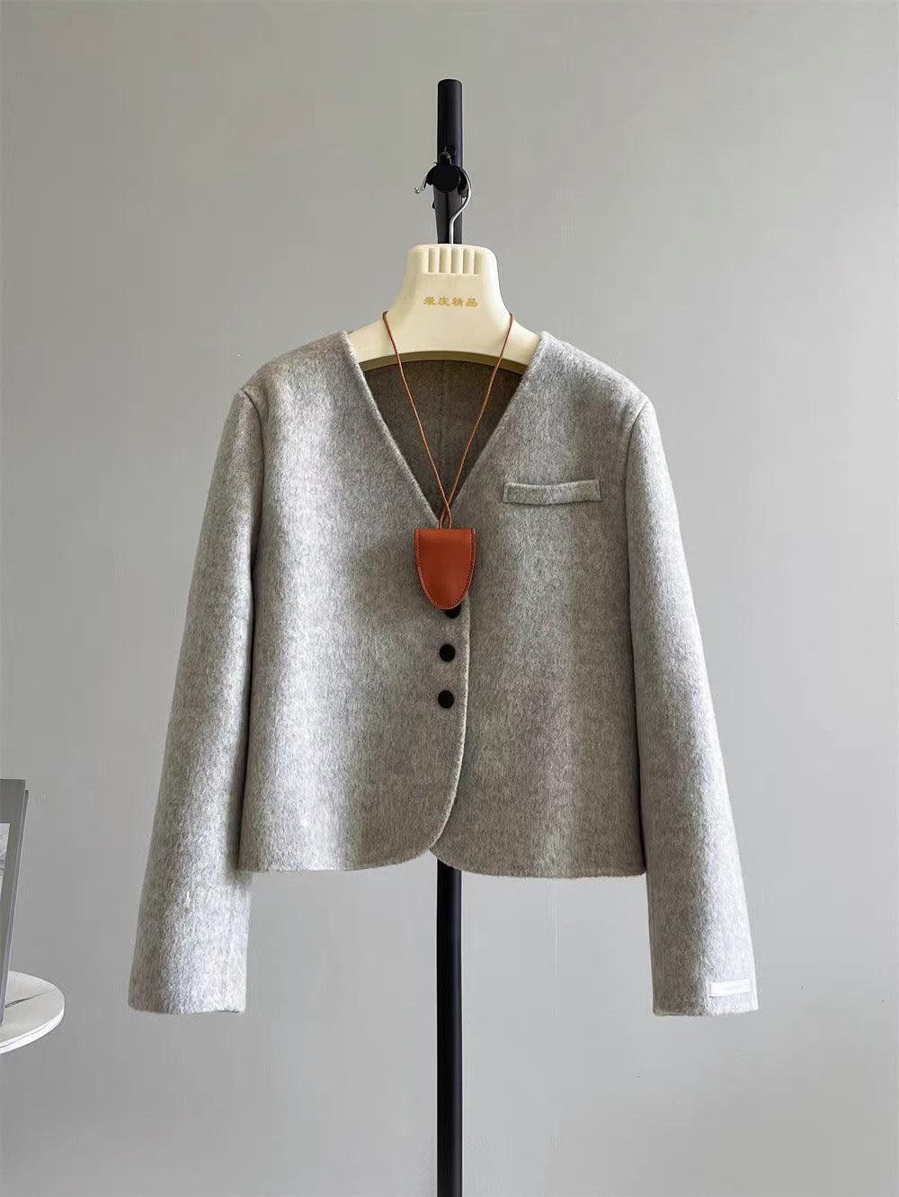 Island Diary New Korean All-match Temperament Small Double-faced Wool Velvet Coat V-neck Short Jacket P247