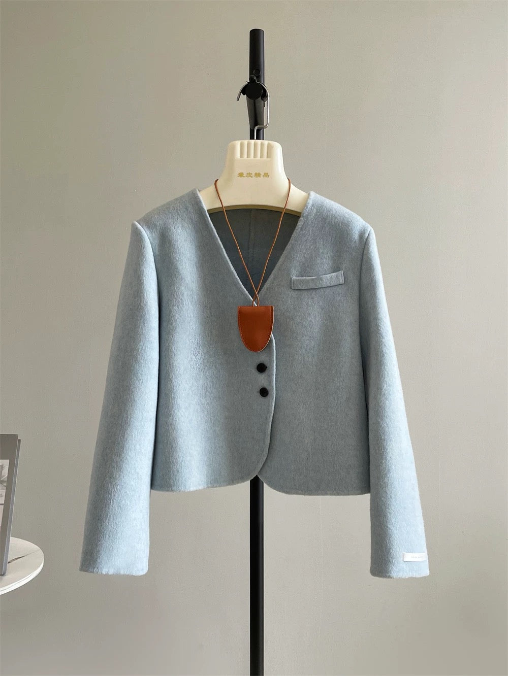 Island Diary New Korean All-match Temperament Small Double-faced Wool Velvet Coat V-neck Short Jacket P247