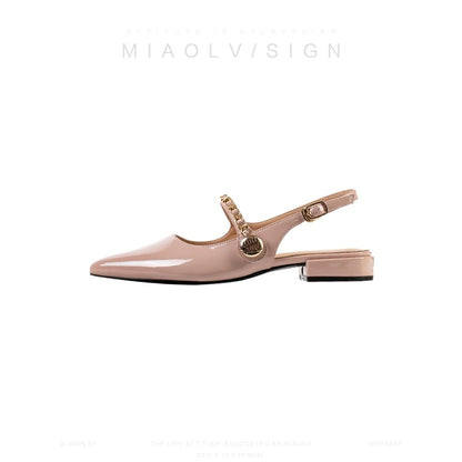 "Wonderful Couple" Romance has no end~ Pointed toe temperament sandals for women to wear summer toe half slippers shallow mouth single shoes for women