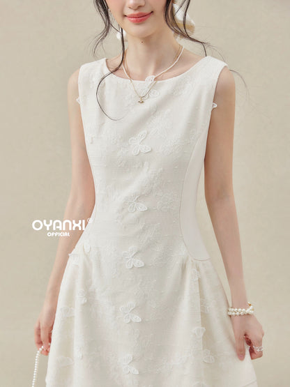 Ouyang happy's "Moonlight and Pure Joy" Sleeveless Slim Fit Vest Dress for Women, 2026 New Style, Bow Knot Dress
