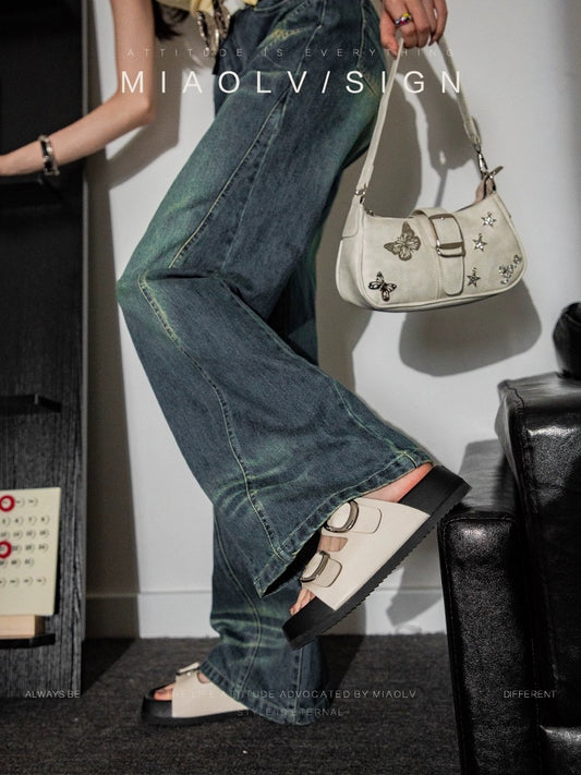 "Wonderful Couple" Summer Solstice Shimmer ~ Thick-soled Sandals for Women's Outerwear 2024 Summer Versatile Casual Heightening Beach Shoes