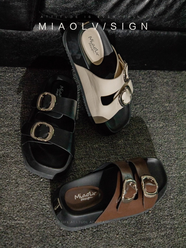 "Wonderful Couple" Summer Solstice Shimmer ~ Thick-soled Sandals for Women's Outerwear 2024 Summer Versatile Casual Heightening Beach Shoes