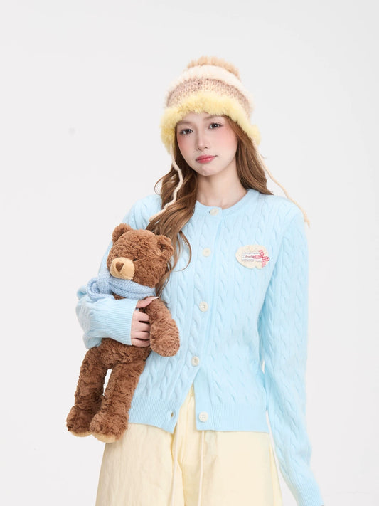 NERESUM Sweet and Soft Cardigan for Women, Autumn and Winter, Lazy Style, Slimming, Warm Short Knit Sweater