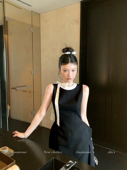 LINONEONE Miss Hepburn Original French Tulip Bud Cut Sleeveless Little Black Dress