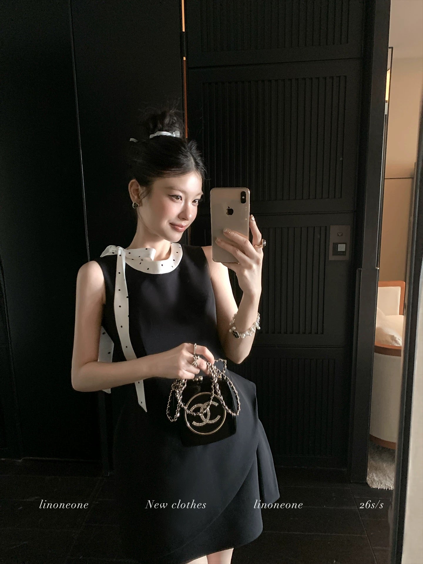LINONEONE Miss Hepburn Original French Tulip Bud Cut Sleeveless Little Black Dress