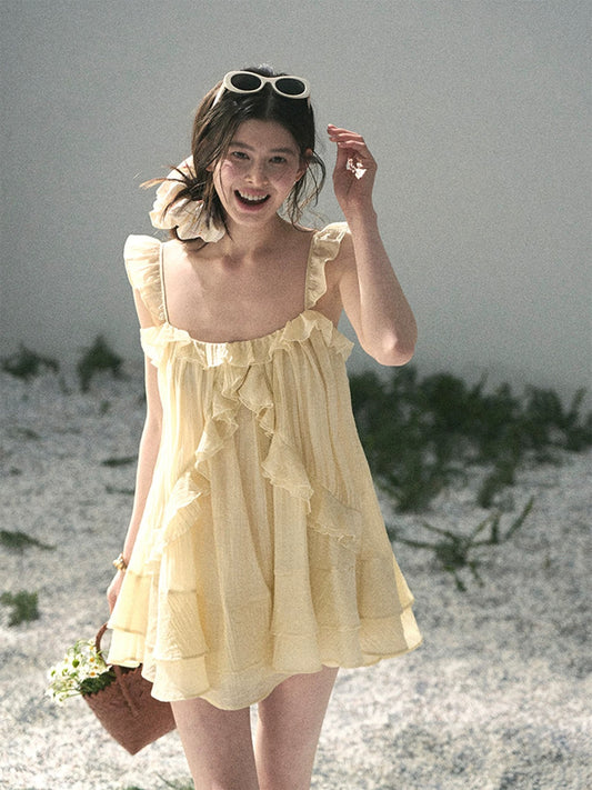 AOMALM's "Tender and Gentle" Beach Vacation Thin Dress for Women, Summer Babydoll Skirt