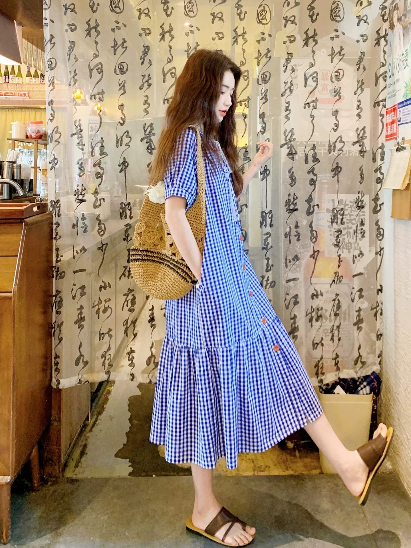 Dopamine blue plaid shirt dress women's summer 2025 new style super go –  Lee Nhi Boutique
