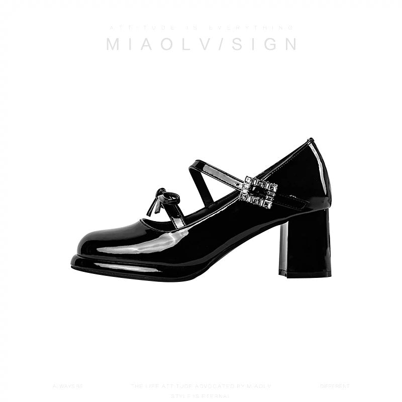 "Wonderful Couple" Spring Style ~ French High-heeled Mary Jane Shoes for Women 2024 Spring Shallow Mouth Temperament Thick Heel Single Shoes