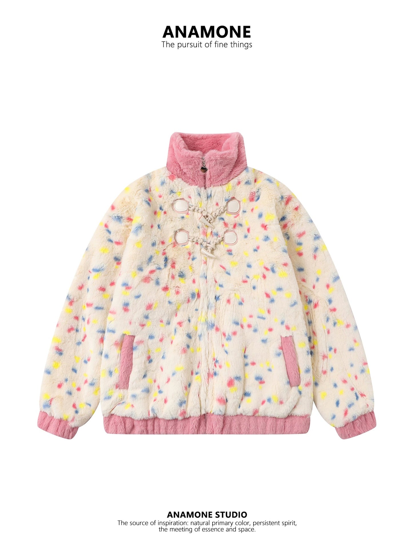 ANAMONE Dopamine sweet furry coat women's winter 2025 new design button loose retro