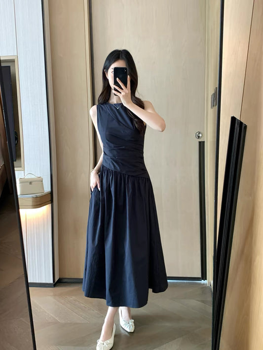 FT GUOGE Women's Navy Blue Sleeveless Dress – 2026 New Arrival: Sophisticated, Premium-Feel Tank Dress