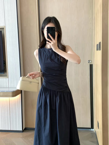 FT GUOGE Women's Navy Blue Sleeveless Dress – 2026 New Arrival: Sophisticated, Premium-Feel Tank Dress