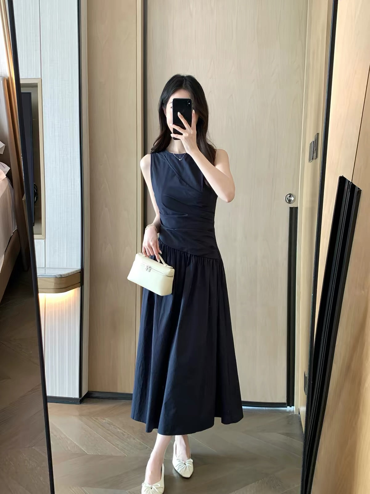 FT GUOGE Women's Navy Blue Sleeveless Dress – 2026 New Arrival: Sophisticated, Premium-Feel Tank Dress