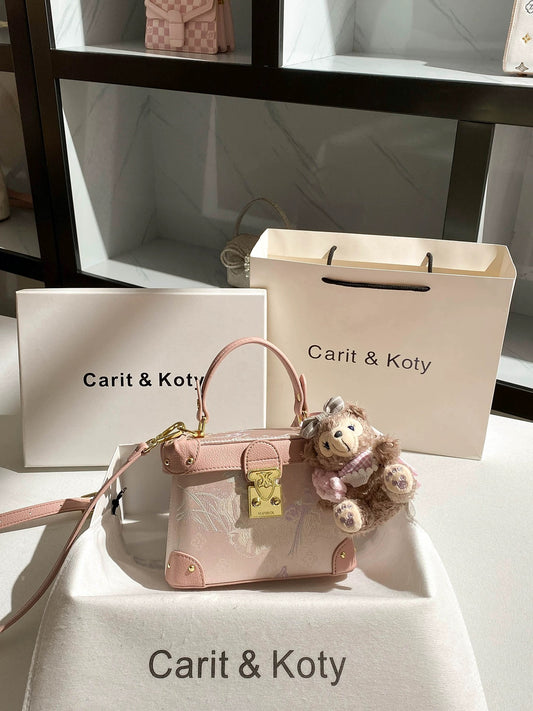Carit Koty New Chinese Style Embroidered Handbag Box Bag for Women, 2025 Autumn/Winter New High-End Crossbody Bag
