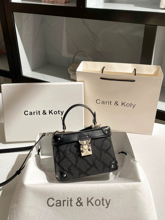 Carit Koty niche design snakeskin box bag for women, 2025 Fall/Winter new style, high-end handbag/crossbody bag.