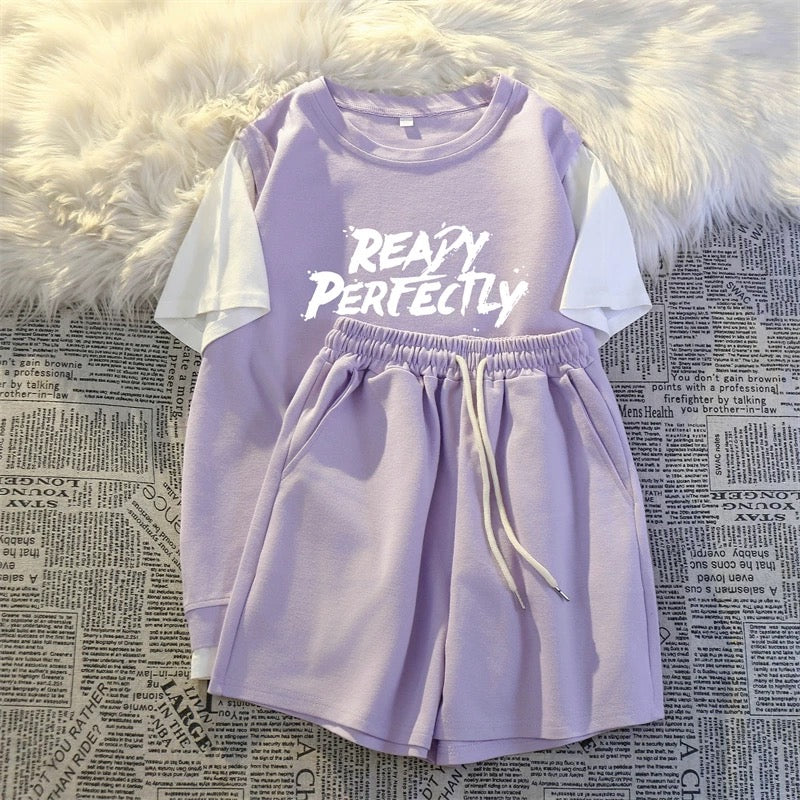 Casual sportswear fake two-piece suit summer women's shorts salt series student running loose small size tall and thin