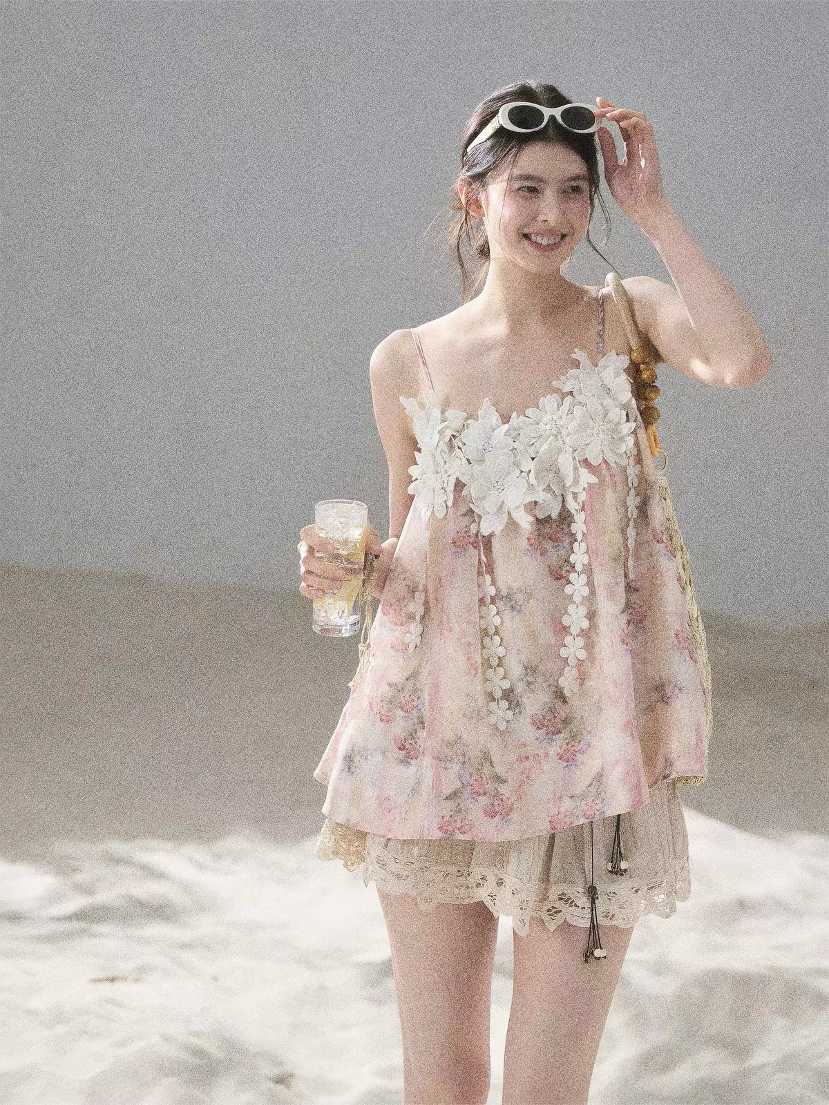 AOMALM "Unscripted Romance" French-style Sweet Floral Embroidered Camisole/Tee for Women – Summer Strap Top