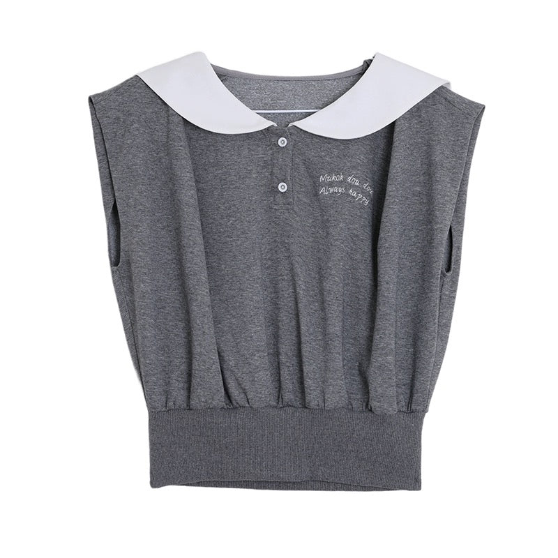 MUKOK gray temperament casual suit for women 2024 summer new short-sleeved top + wide-leg shorts two-piece set