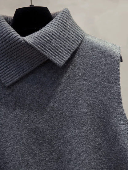 Lapel knitted vest women's 2025 autumn and winter new loose outer wear vest layered with stylish sweater waistcoat