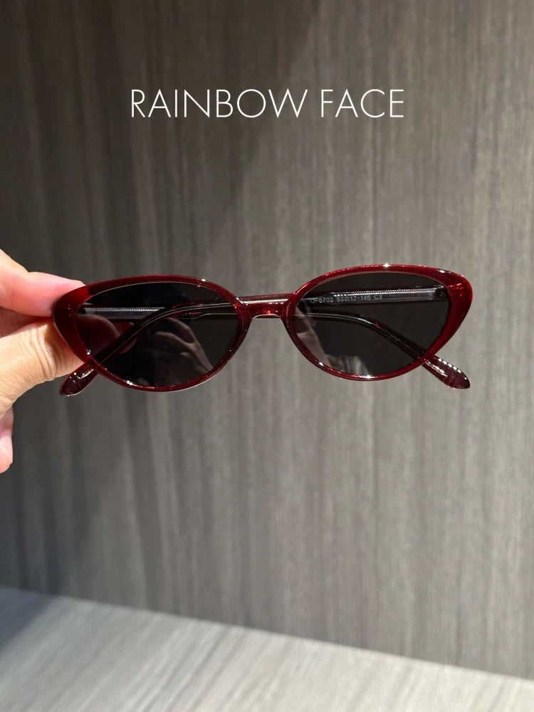 Retro ruby red personalized cat-eye polarized sunglasses UV protection fashionable whitening can be matched with degree myopia sunglasses