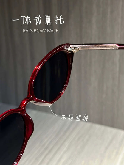 Retro ruby red personalized cat-eye polarized sunglasses UV protection fashionable whitening can be matched with degree myopia sunglasses