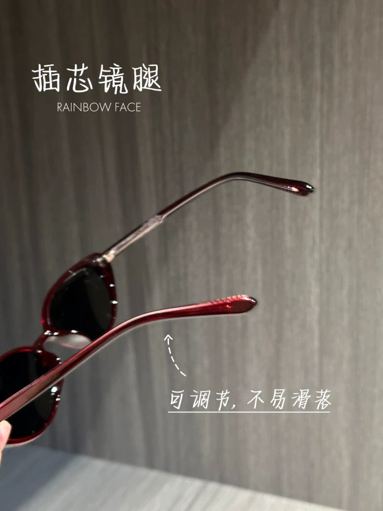 Retro ruby red personalized cat-eye polarized sunglasses UV protection fashionable whitening can be matched with degree myopia sunglasses