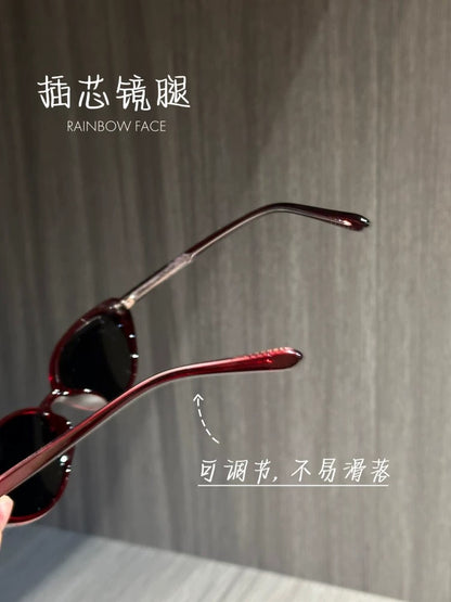 Retro ruby red personalized cat-eye polarized sunglasses UV protection fashionable whitening can be matched with degree myopia sunglasses