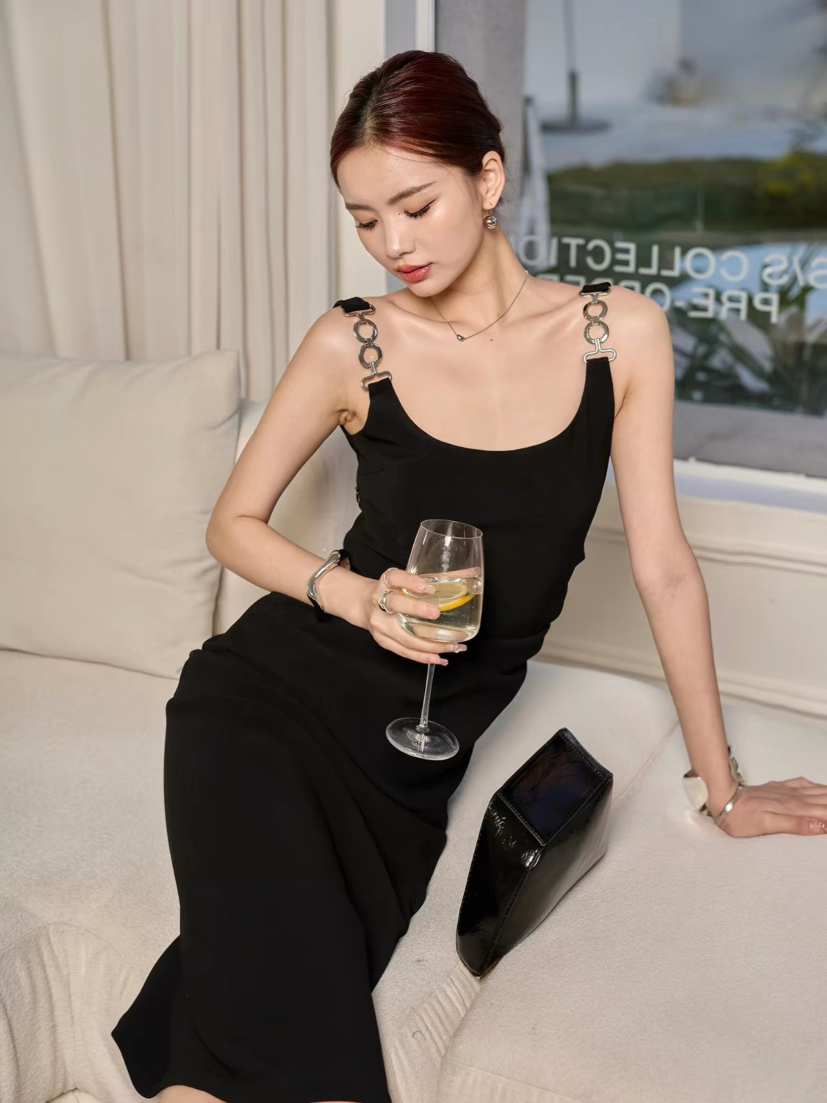 JourneyJ Black Lightweight Formal Dress – A Unique, Sexy, Slim-Fit Spaghetti-Strap "Little Black Dress" Perfect for Birthdays and Special Occasions
