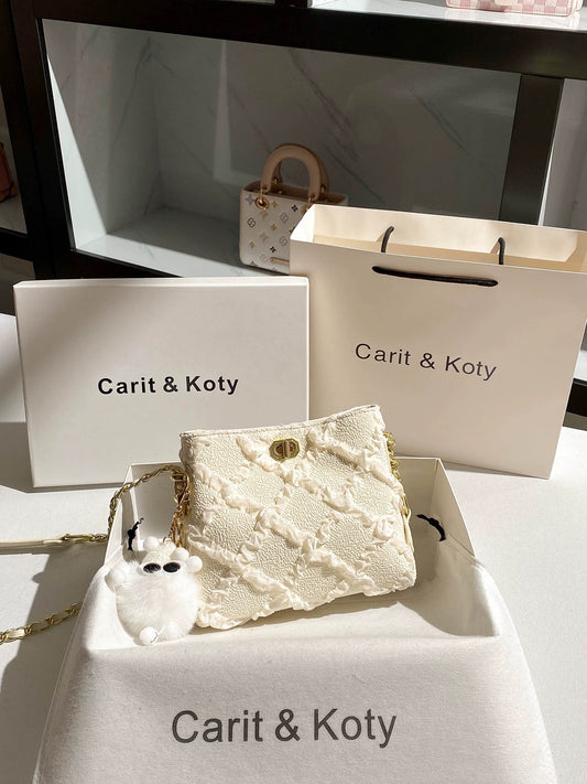 Carit Koty French-style niche lace chain bag for women, 2025 autumn/winter new high-end shoulder/crossbody bag.