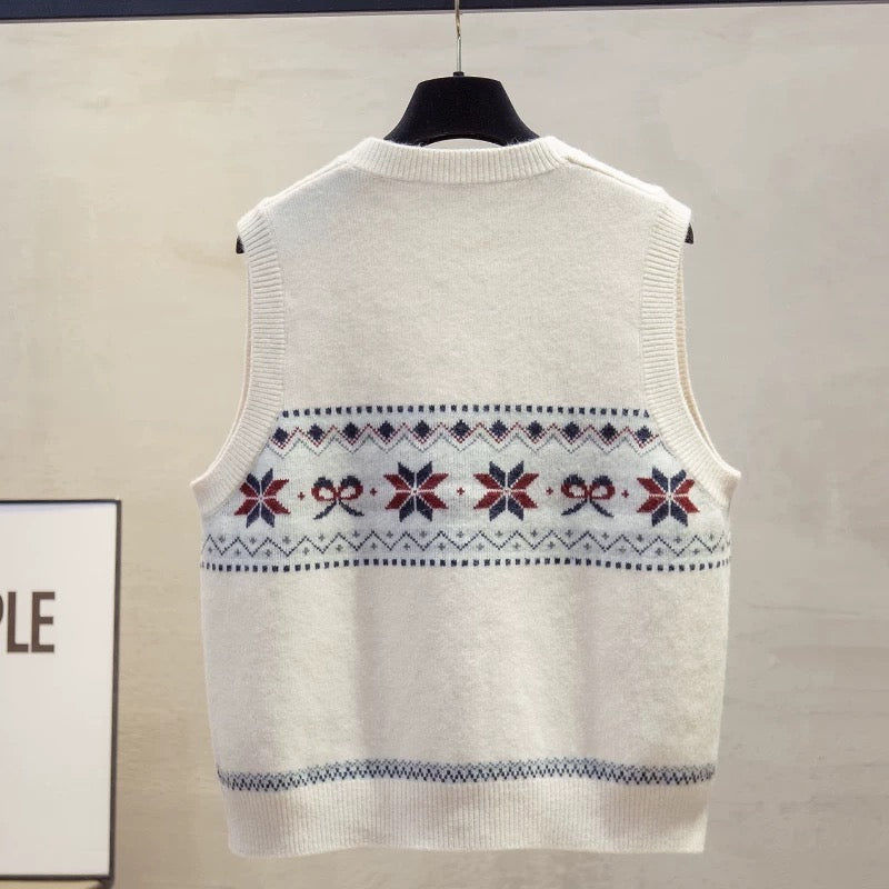 Cardigan V-neck knitted vest vest women 2025 autumn and winter new loose outer wear vest layered sweater waistcoat trend
