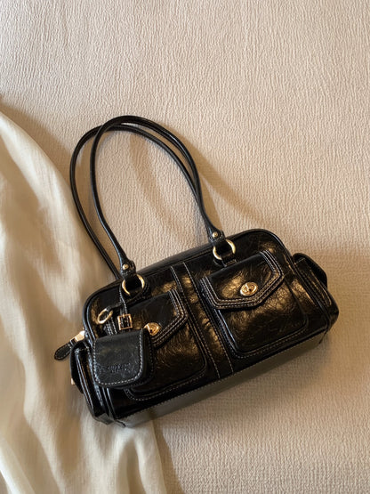 Chio2nd Golden Impression Pillow Bag for Women, Autumn/Winter, Work Commute Shoulder Bag, Boston Handbag