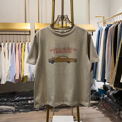 [Xiao Ai's Stall Photos] Women's American Street Style Short-Sleeve T-Shirt, Summer Round Neck, Car Print Comfortable Top