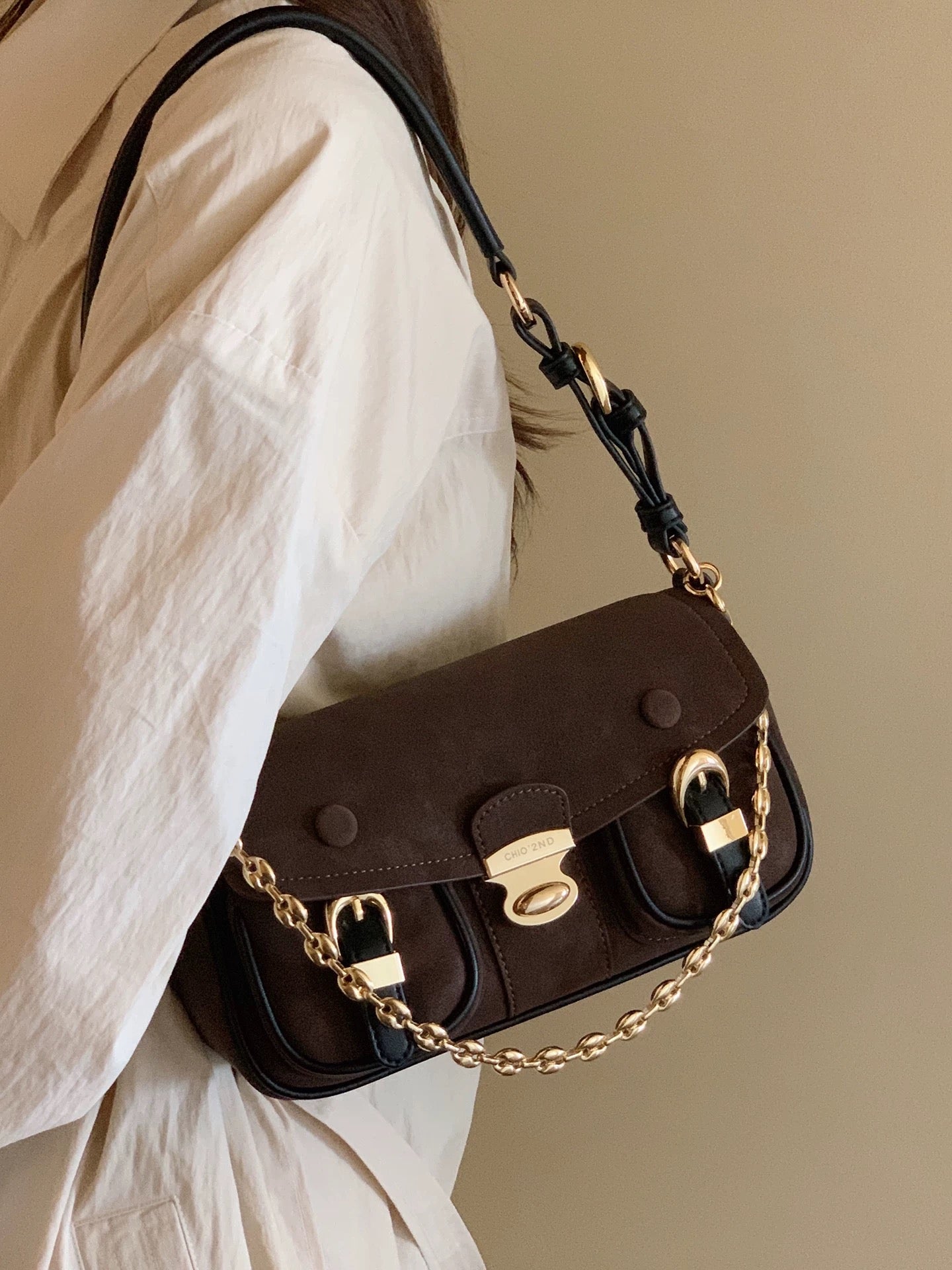 Chio2nd Truffle Cocoa Shoulder Bag, 2025 New Style, Super Popular Exquisite Crossbody Bag for Women