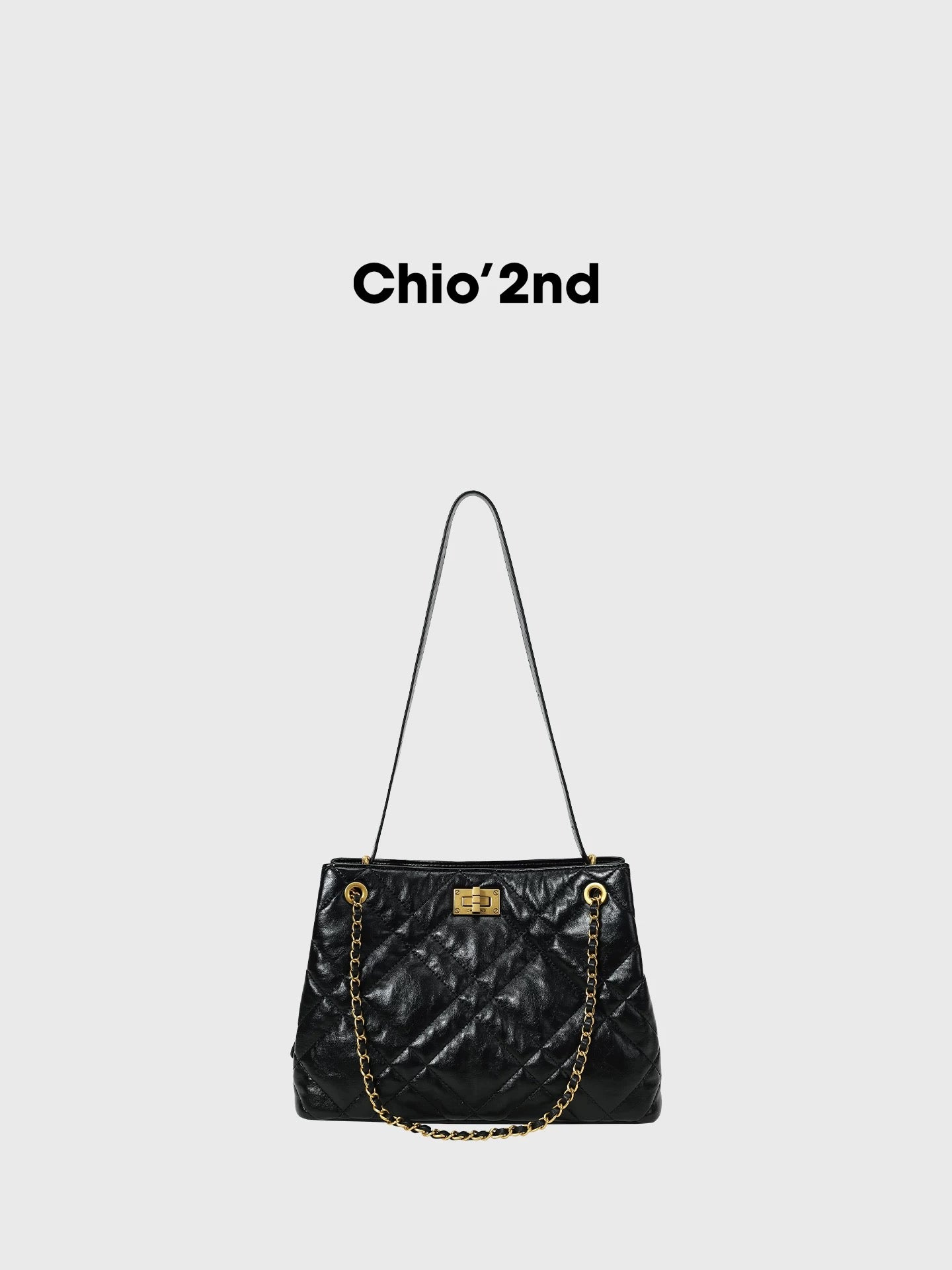 Chio2nd Shine Paris Tote Bag for Women - Dark Chanel Style Quilted Bag, Elegant Shoulder Bag