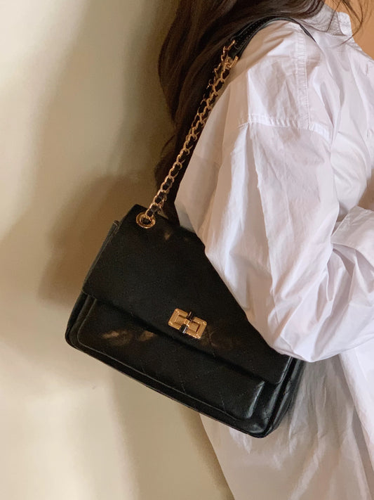 (Copy) Chio2nd Copenhagen Theatre Chain Bag for Women, Oil-waxed Leather Messenger Bag, Vintage Quilted Shoulder/Crossbody Bag