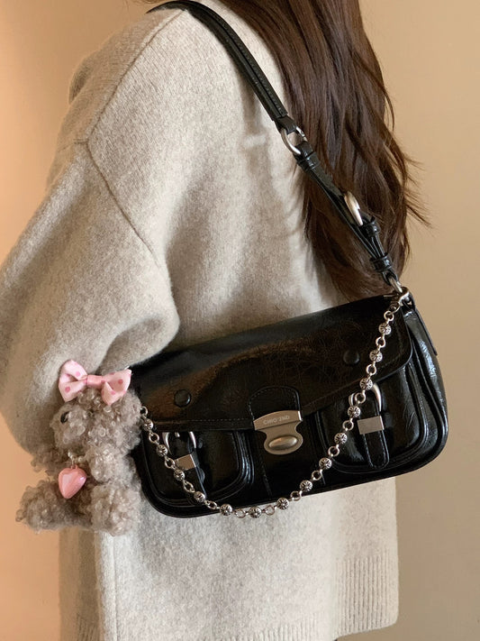 Chio2nd Rainbow Ball Women's Shoulder Bag 2025 New Style, Niche Ins Style, Motorcycle Shoulder/Crossbody Bag