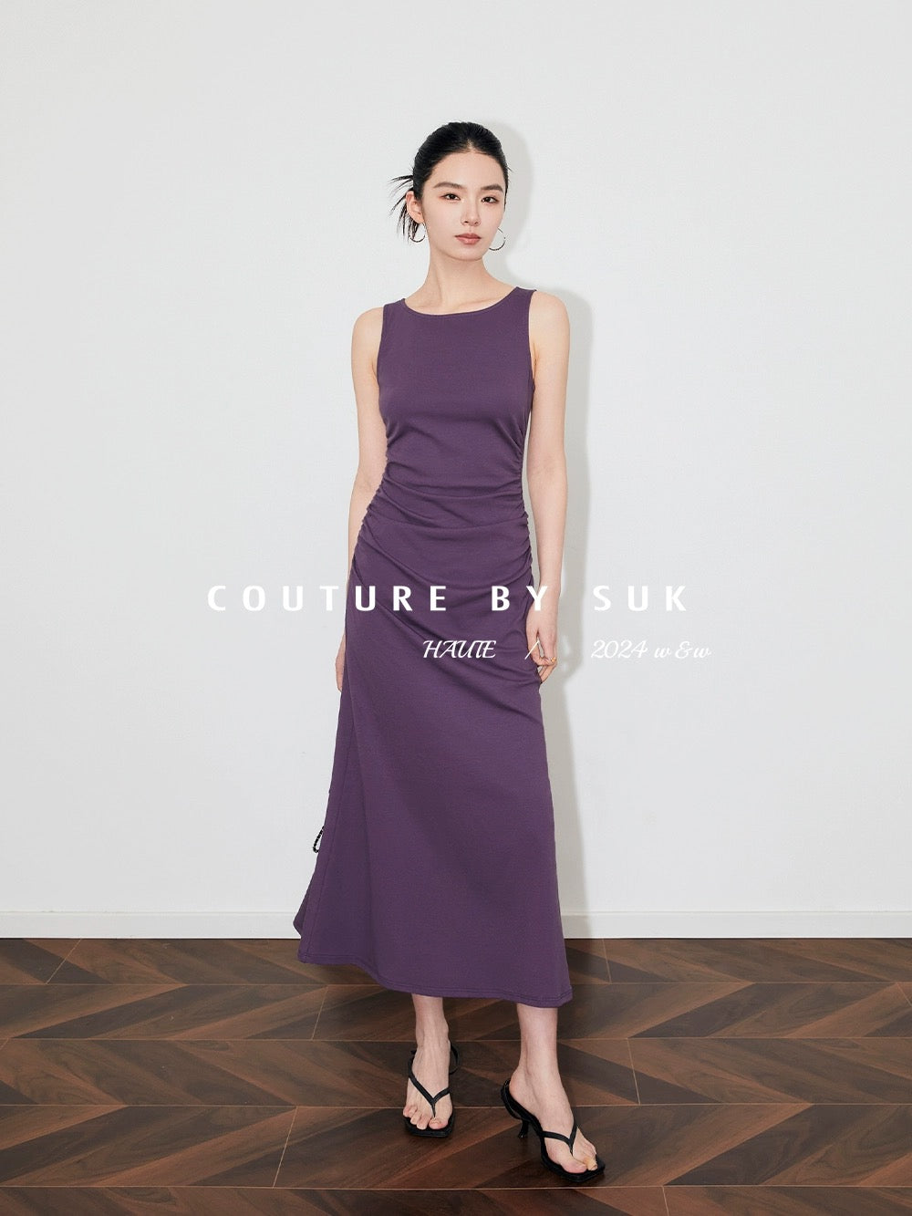 SUK is graceful and graceful! Summer fashion 2024 new niche design knitted waist sleeveless dress
