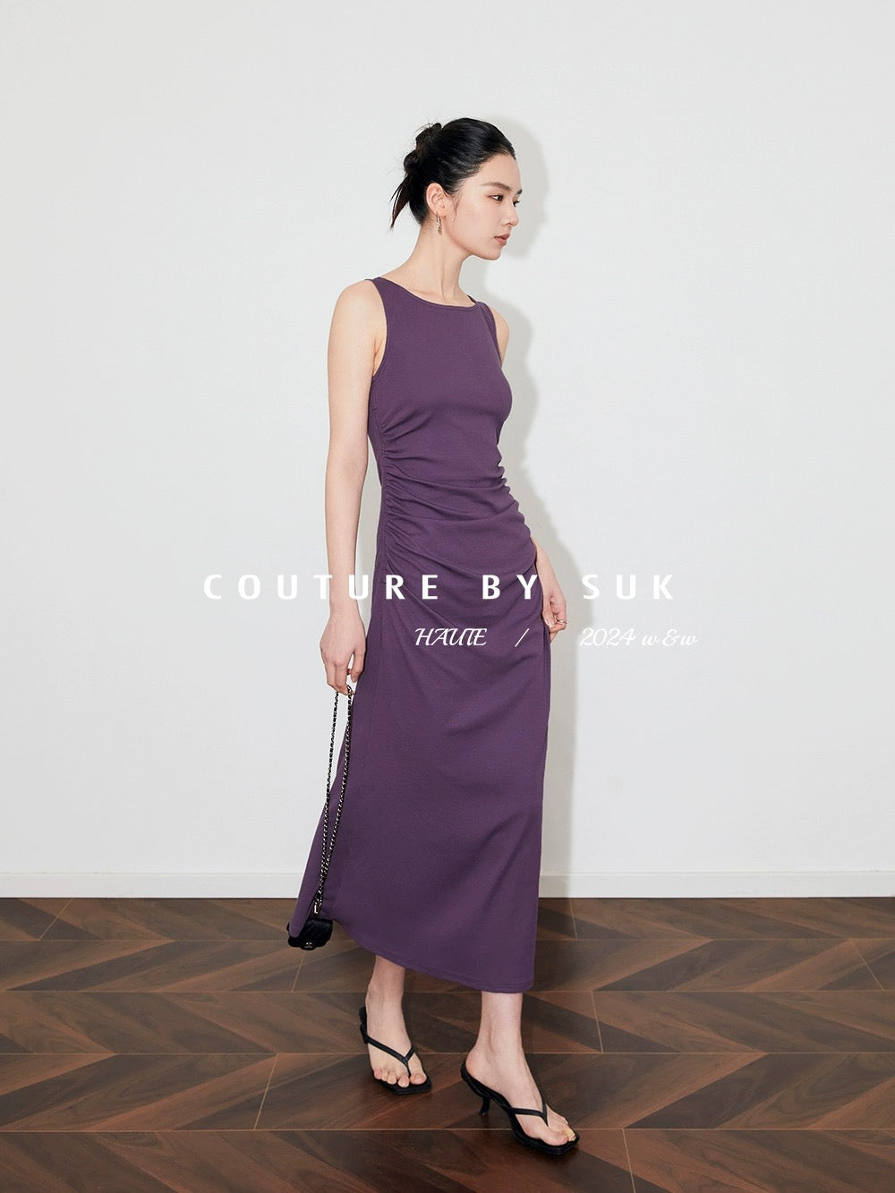 SUK is graceful and graceful! Summer fashion 2024 new niche design knitted waist sleeveless dress