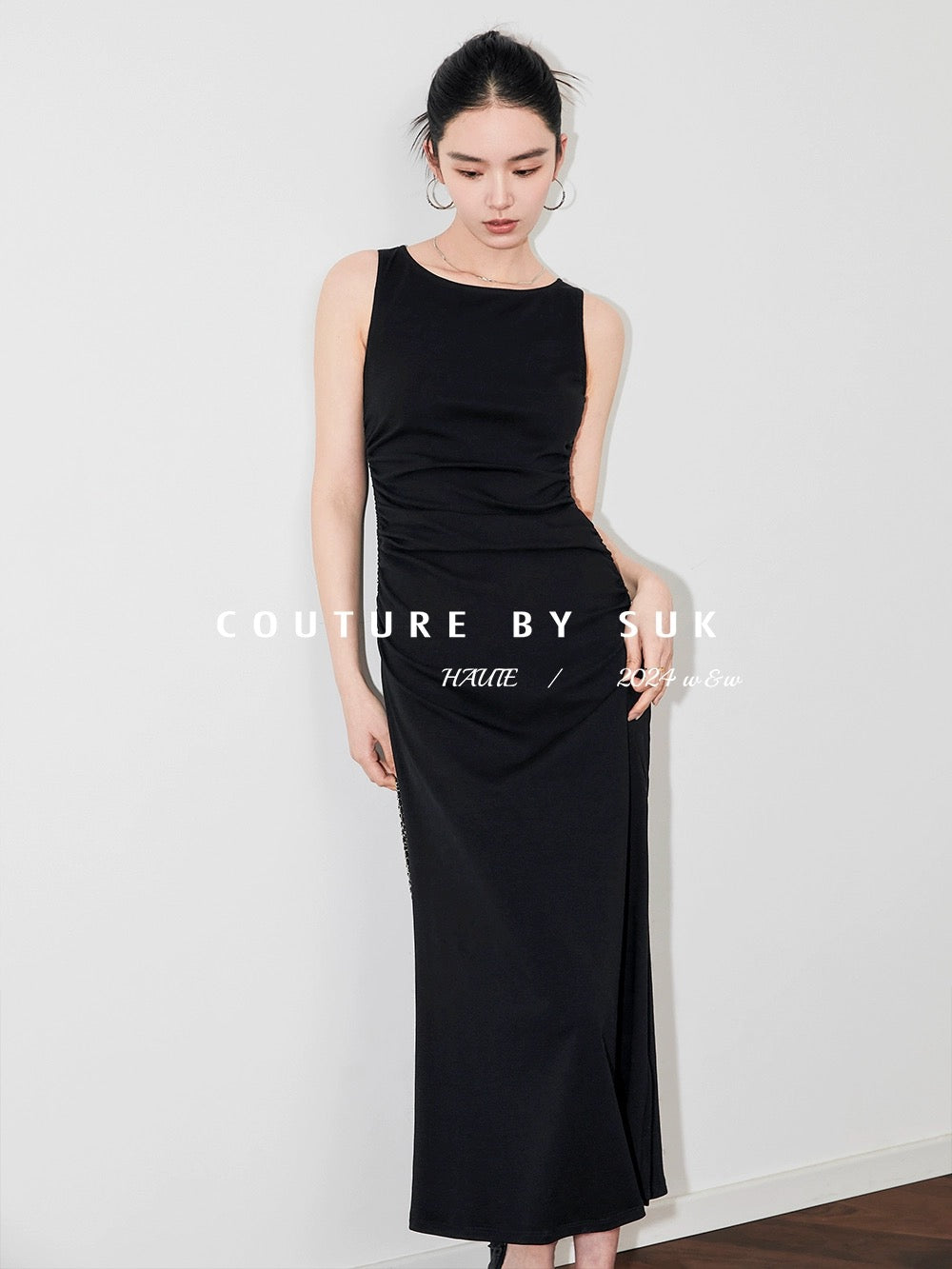 SUK is graceful and graceful! Summer fashion 2024 new niche design knitted waist sleeveless dress