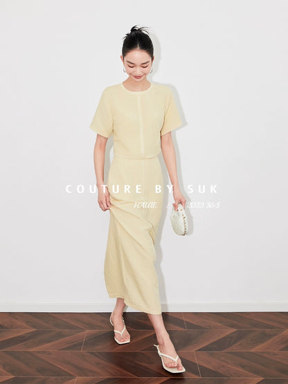 SUK Louvre Summer! Suits for women 2024 new summer Tencel tops and skirts are popular this year two-piece suits