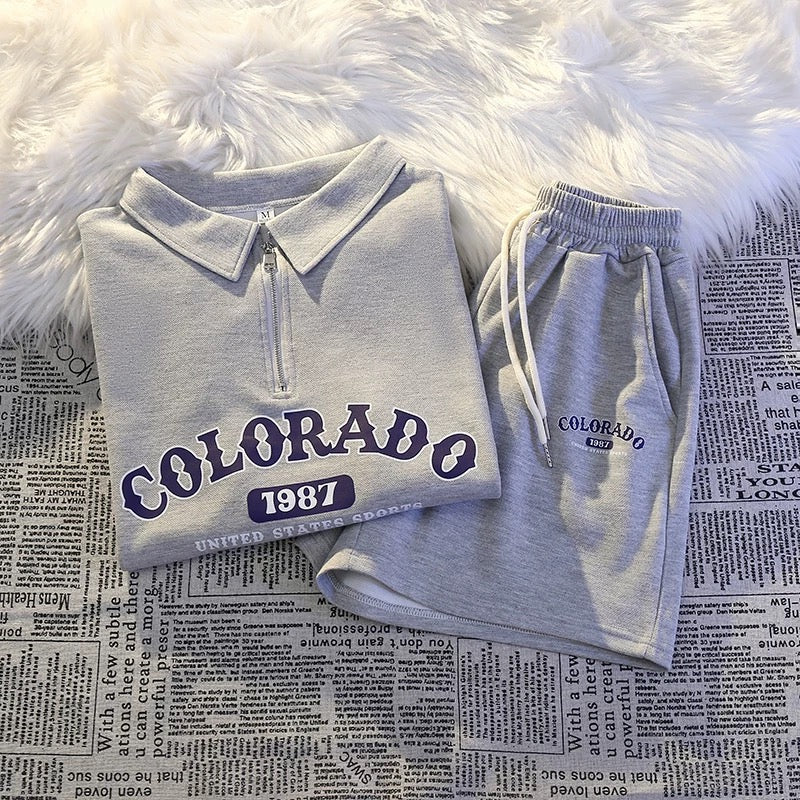 College style polo sportswear suit for women summer casual running salt series petite shorts loose casual two-piece suit
