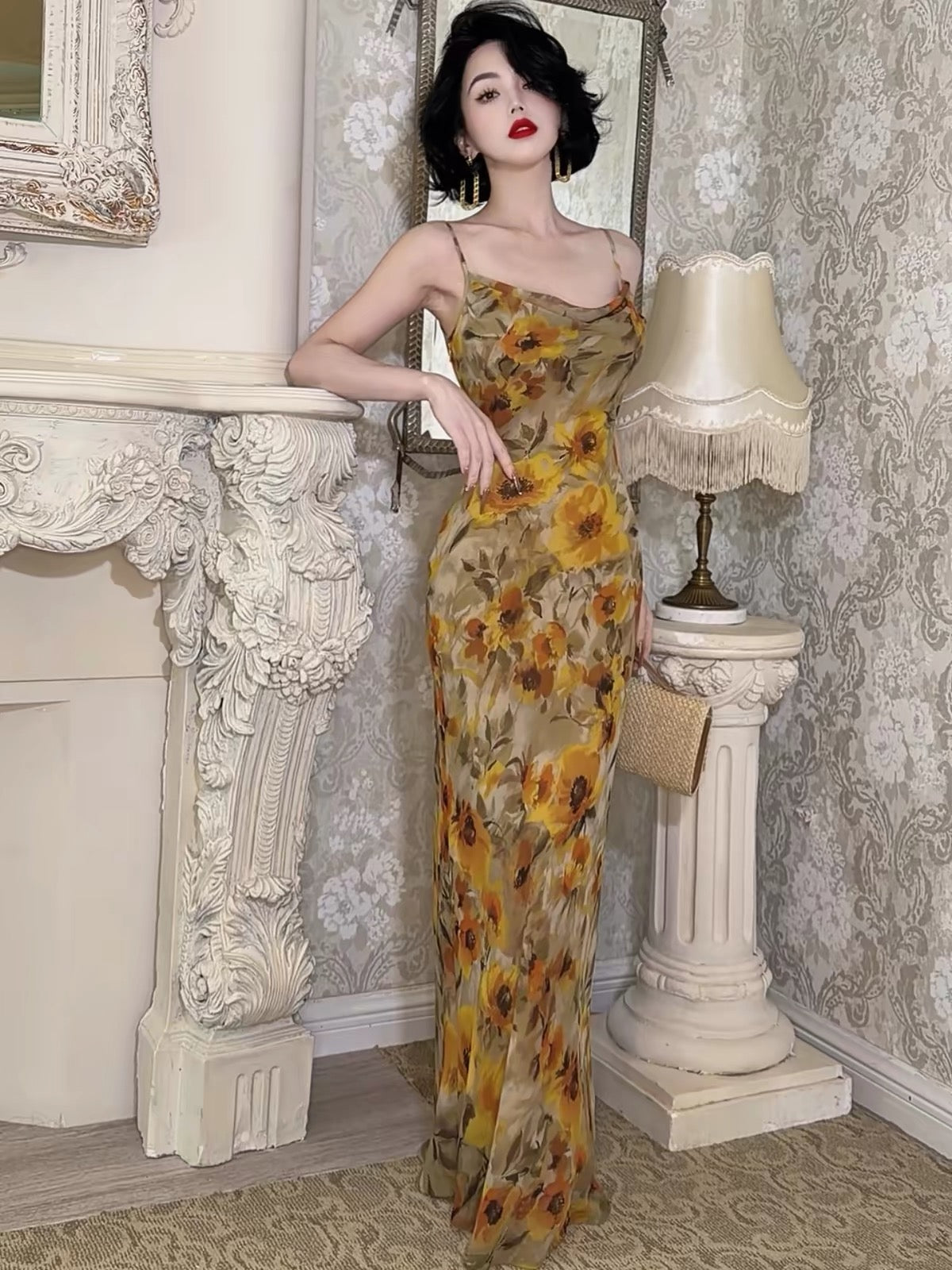 LYXJ [Southern French Style] Summer 2026 Niche Design French-Style Poppy Print Dress 13348