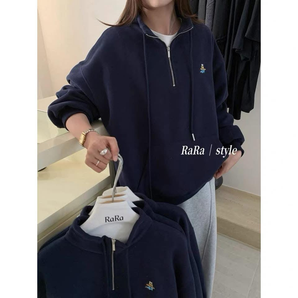 RARA - New Winter Arrival Classic Polo Collar Half-Zip Lined Sweatshirt, 100% Replacement Available, Polo Shirt 6396