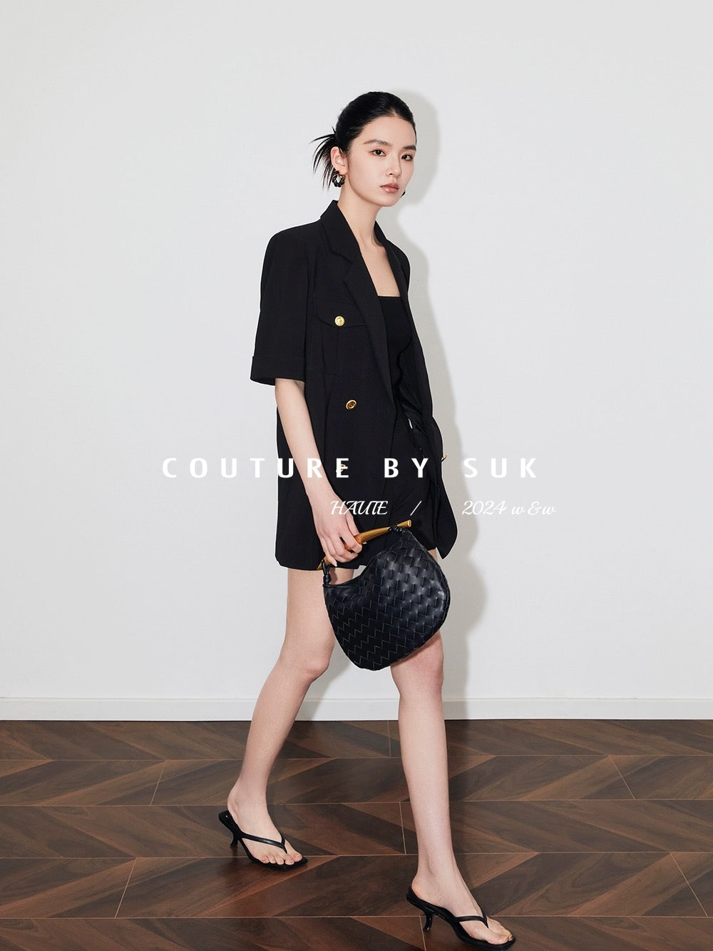 SUK retro high-end! Women's short-sleeved suit shorts two-piece summer business suit