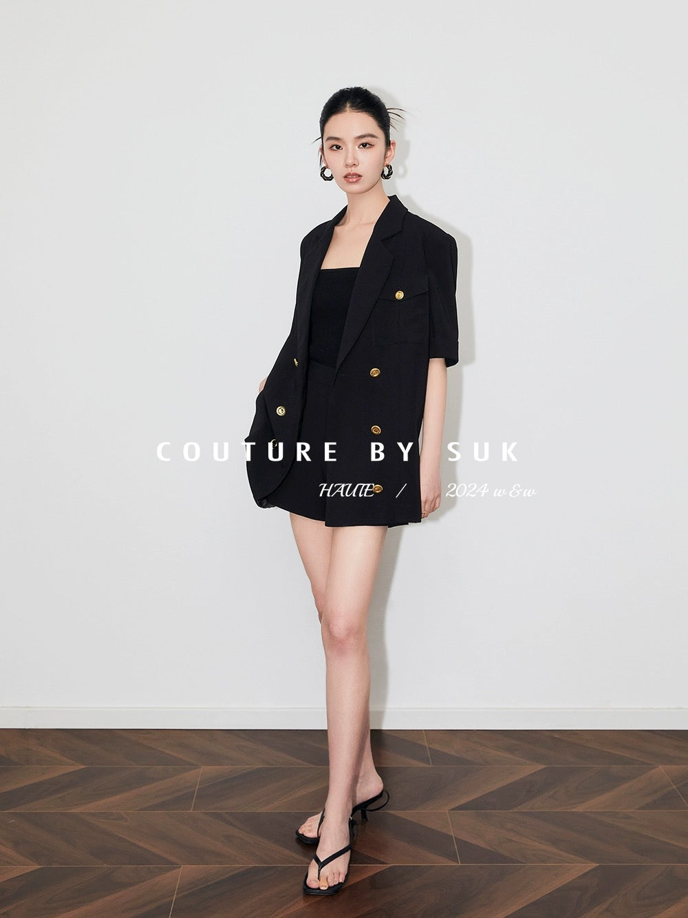 SUK retro high-end! Women's short-sleeved suit shorts two-piece summer business suit