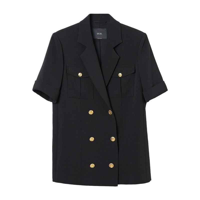 SUK retro high-end! Women's short-sleeved suit shorts two-piece summer business suit