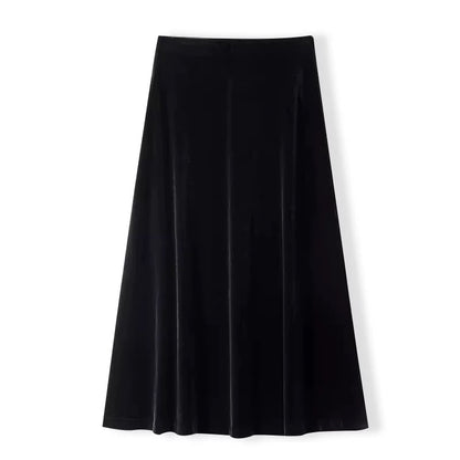 Xiaoxiangfeng short double-sided woolen coat for women 2024 autumn and winter high-waisted A-line velvet skirt red two-piece set