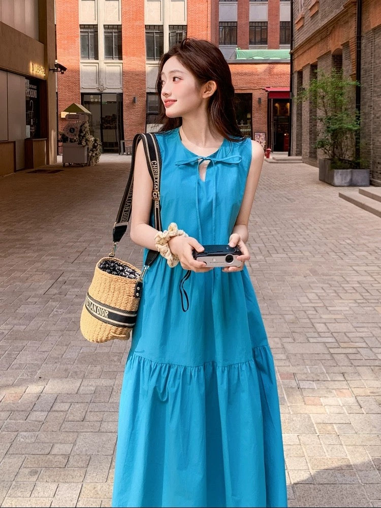 Korean style sleeveless dress for women summer 2025 new style fashion French style high-end stylish holiday style vest long dress