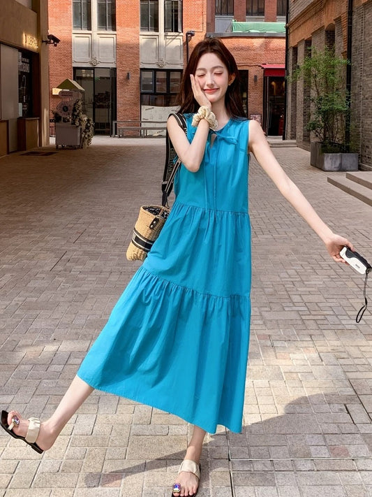 Korean style sleeveless dress for women summer 2025 new style fashion French style high-end stylish holiday style vest long dress